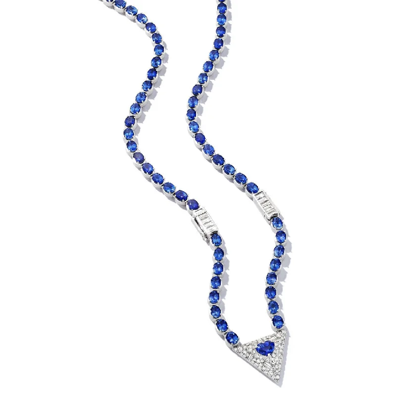 women's romantic necklaces-TRANSFORMABLE SAPPHIRE SAUTOIR NECKLACE