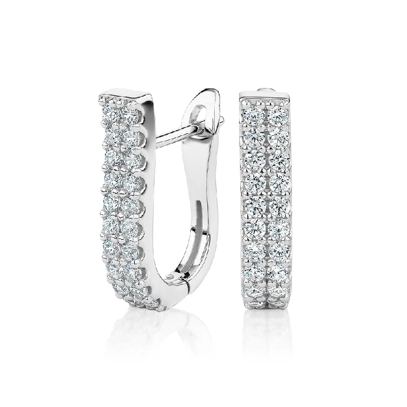 women's classic diamond earrings-Round Brilliant fancy earrings with 0.60 carats* of diamond simulants in sterling silver