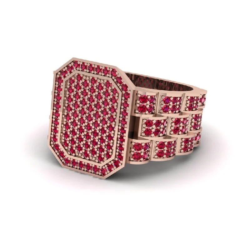 women's fashionable rings-Ruby Regal Majesty Gold Men's Ring - Devin No. 11