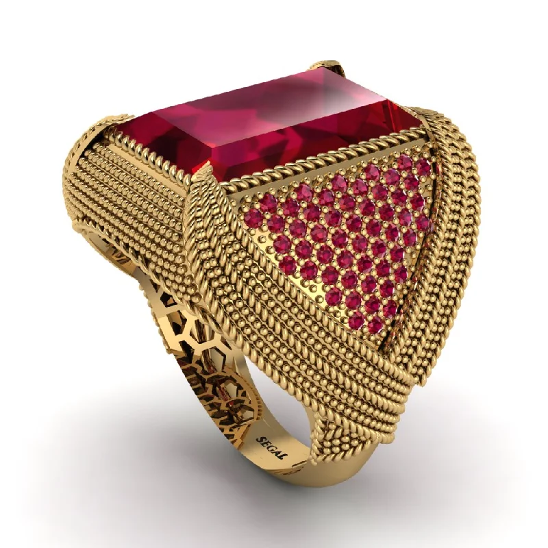 women's unique gemstone rings-Baguette Ruby Majestic Men's Fashion Ring - Flynn No. 55