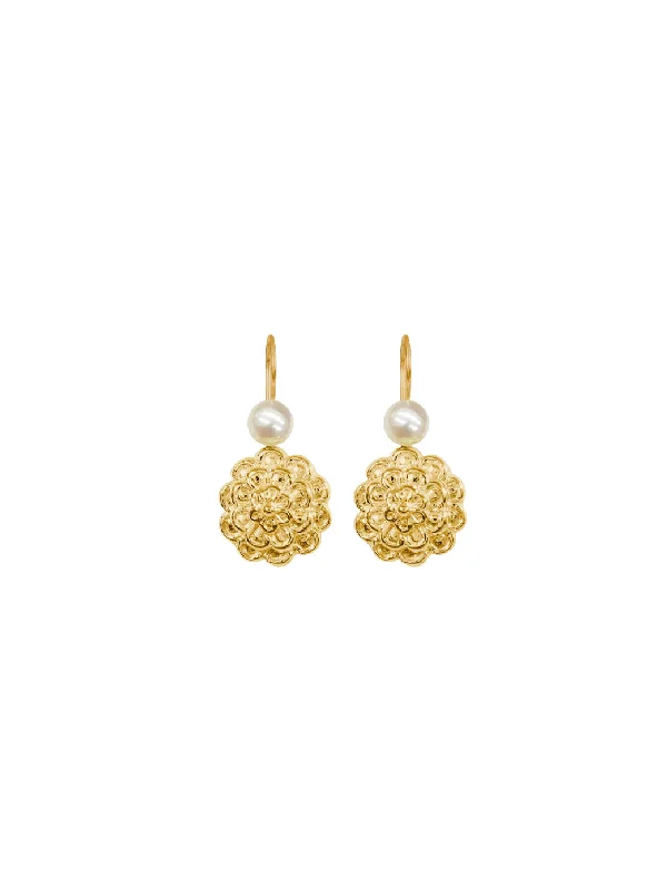 women's silver stud earrings-Gold Dahlia Earrings