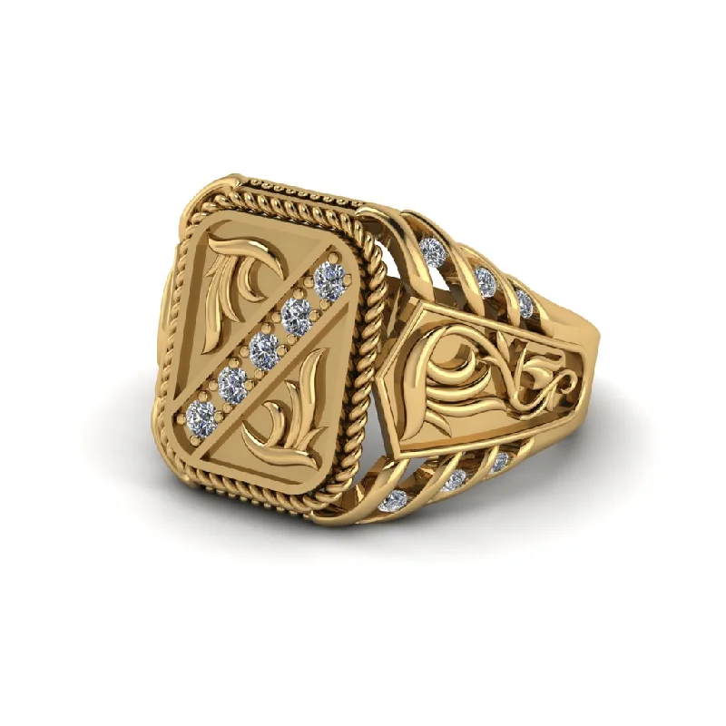 women's personalized rings-Diamond Regal Filigree Men's Ring - Hollis No. 1