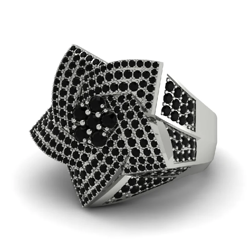 women's platinum rings-Natural Black Diamonds Men's Star Fashion Ring - Toby No. 9