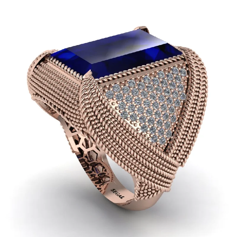 women's stackable gemstone rings-Baguette Sapphire Majestic Men's Fashion Ring - Flynn No. 14