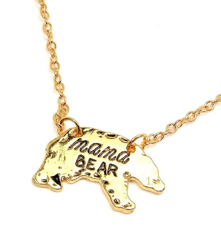 women's unique necklaces-Gold Tone Mama Bear Charm Necklace