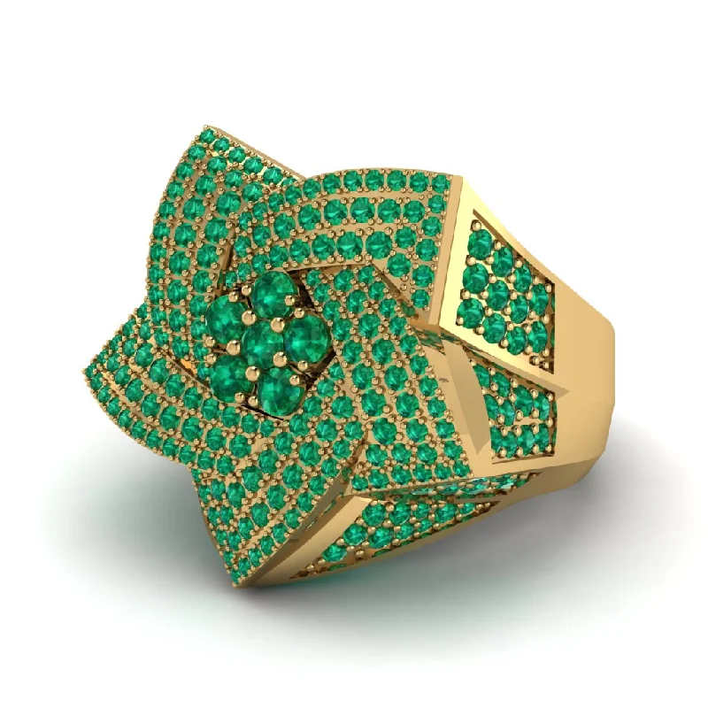 women's gold rings-Natural Emeralds Men's Star Fashion Ring - Toby No. 4