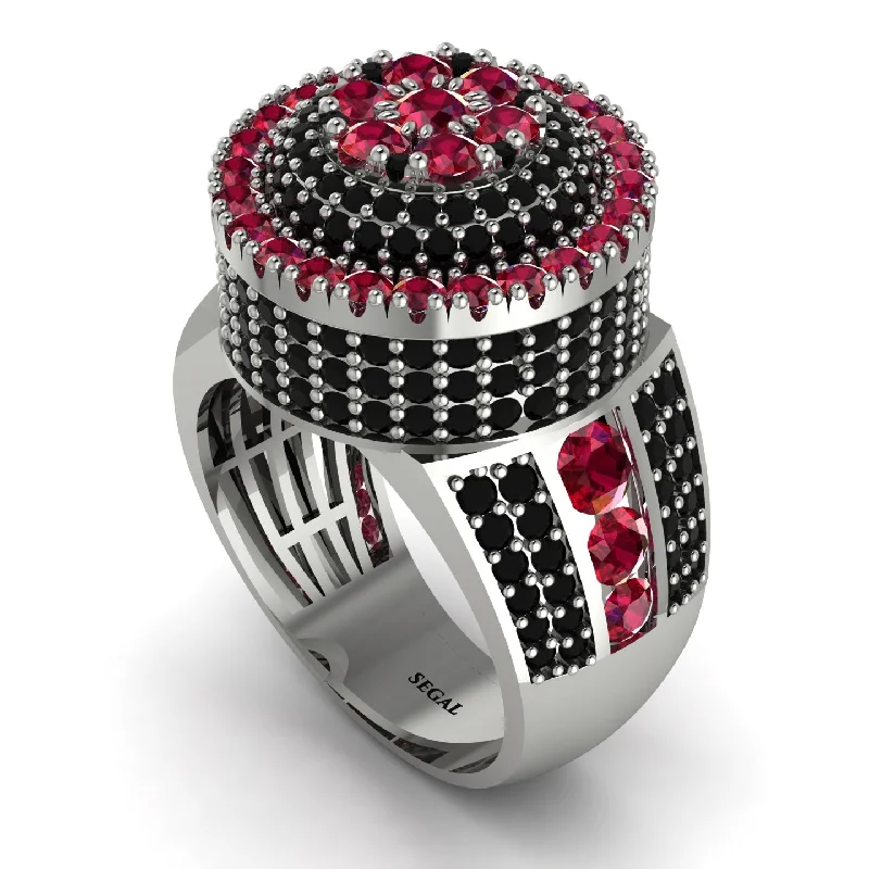 women's sterling silver wedding rings-Round Ruby Mens Luxury Ring - Chris No. 42