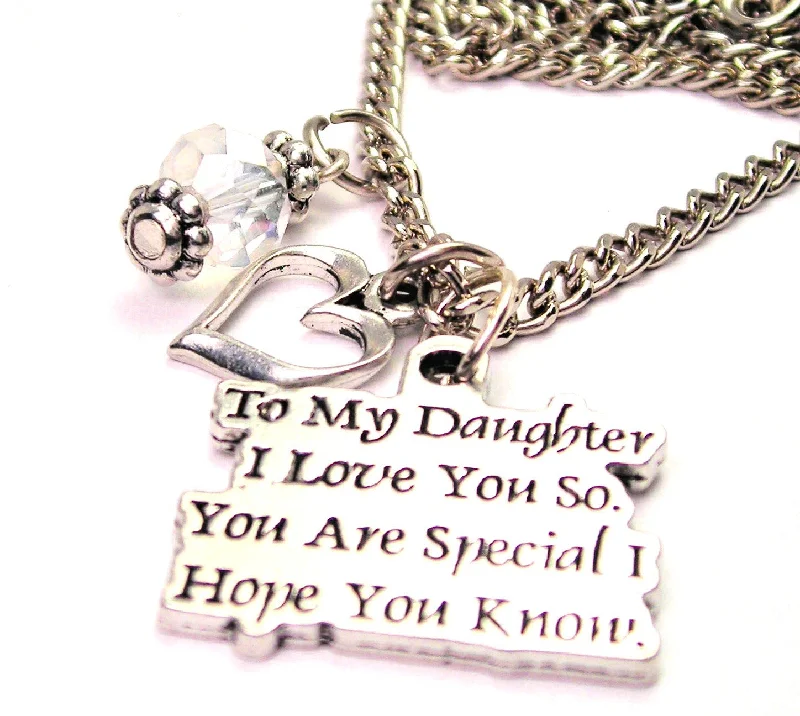 women's personalized necklaces-To My Daughter I Love You So You Are Special I Hope You Know Heart And Crystal Necklace