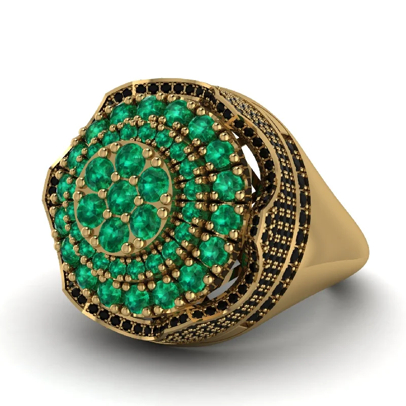 women's small rings-Emerald Regal Radiance Signet Men's Fashion Ring - Frankie No. 34