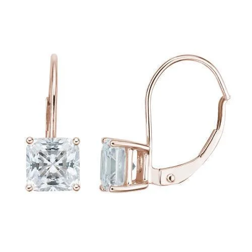 women's gold dangling earrings-Princess Cut drop earrings with 2 carats* of diamond simulants in 10 carat yellow gold