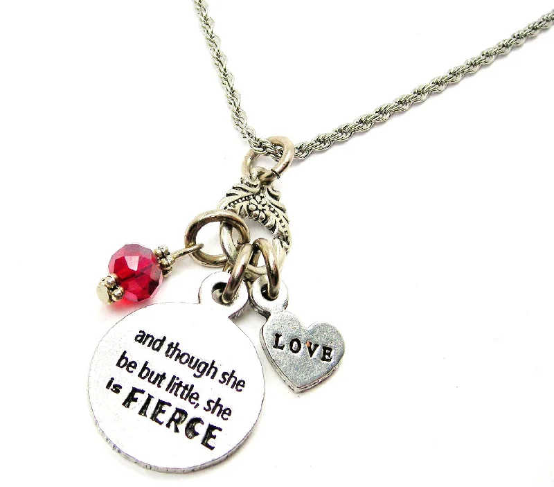 women's geometric necklaces-Though She Be But Little She Is Fierce Catalog Necklace  - Red