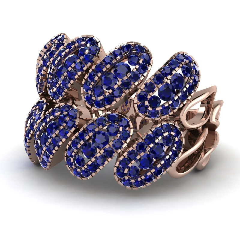 women's simple wedding rings-Sapphire Stylish Bloom Fashion Ring - Drew No. 74