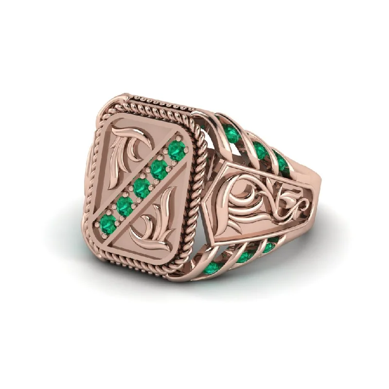 women's fashion rings-Emerald Regal Filigree Men's Ring - Hollis No. 5