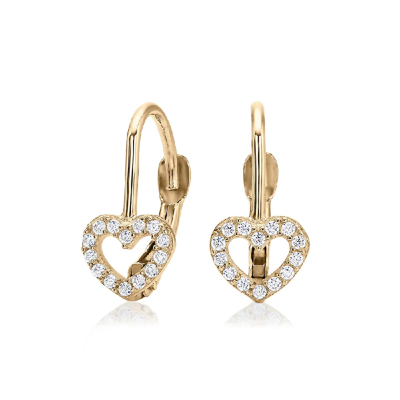 women's matching earrings sets-Round Brilliant drop earrings with diamond simulants in 10 carat yellow gold