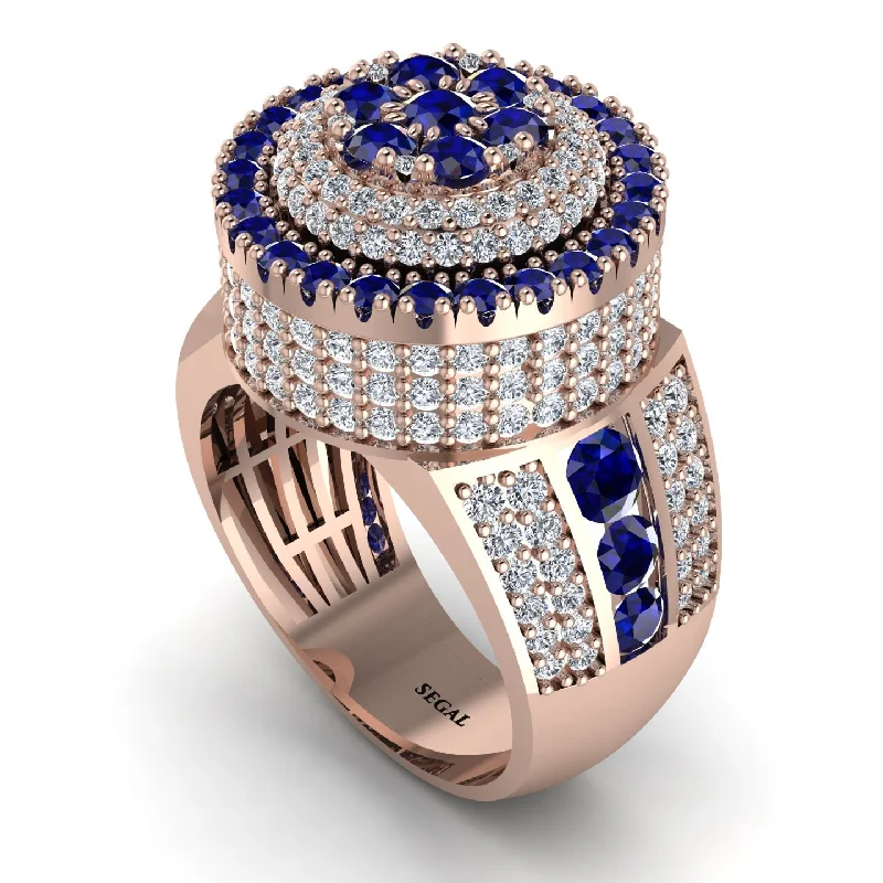 women's handmade rings-Round Sapphire Mens Luxury Ring - Chris No. 14