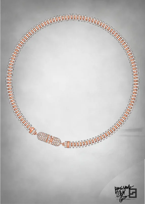 women's charm necklaces-PAVÉ DIAMOND REVERBERATIONS NECKLACE WITH PAVÉ CAPSULE