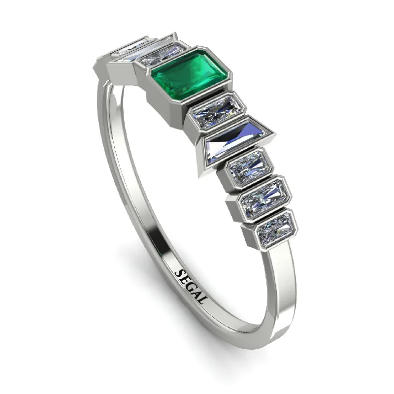 women's princess-cut rings-Emerald Emerald Mix Band - Valerie No. 6