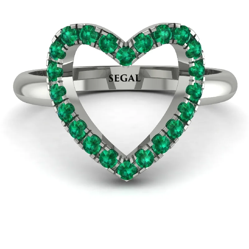 women's anniversary band rings-Emerald Heart Ring - Lia No. 6