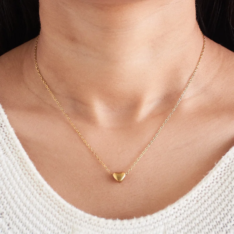 women's classic pearl necklaces-Golden Heart Necklace