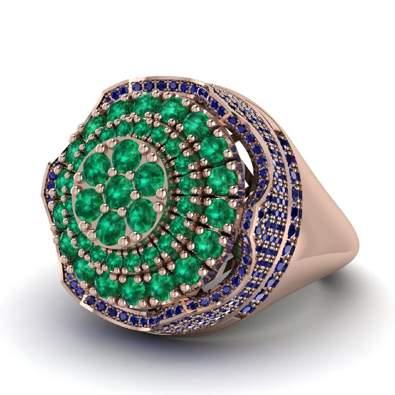 women's art deco rings-Emerald Regal Radiance Signet Men's Fashion Ring - Frankie No. 65