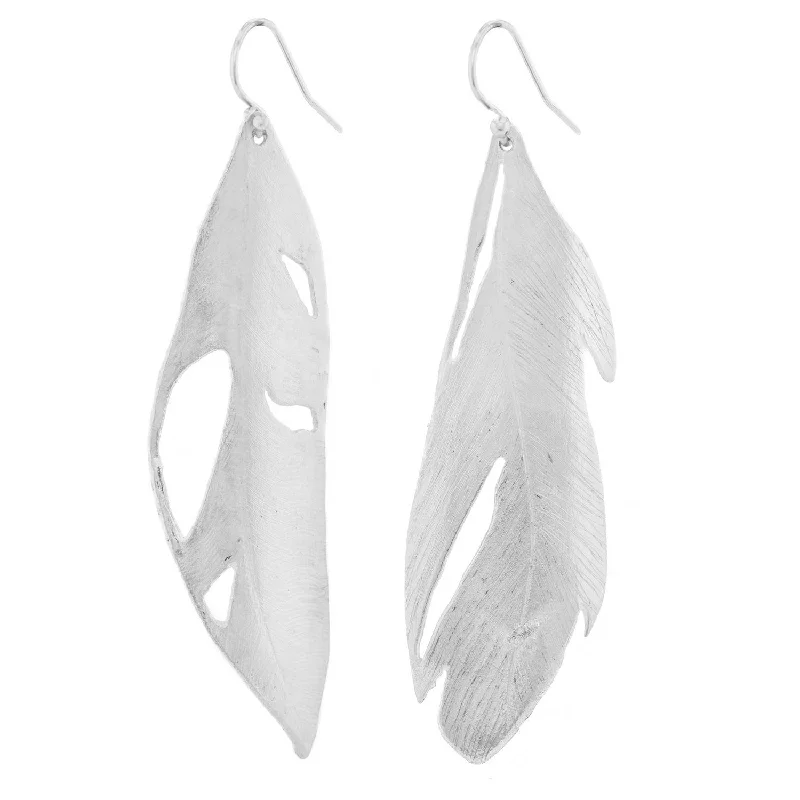 women's glamorous earrings-Flamingo Feather Earrings | Large