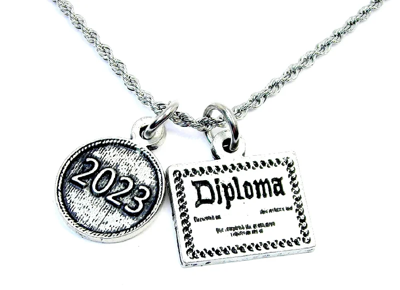 women's rose gold necklaces-Diploma 2023 20" Chain Necklace Graduation