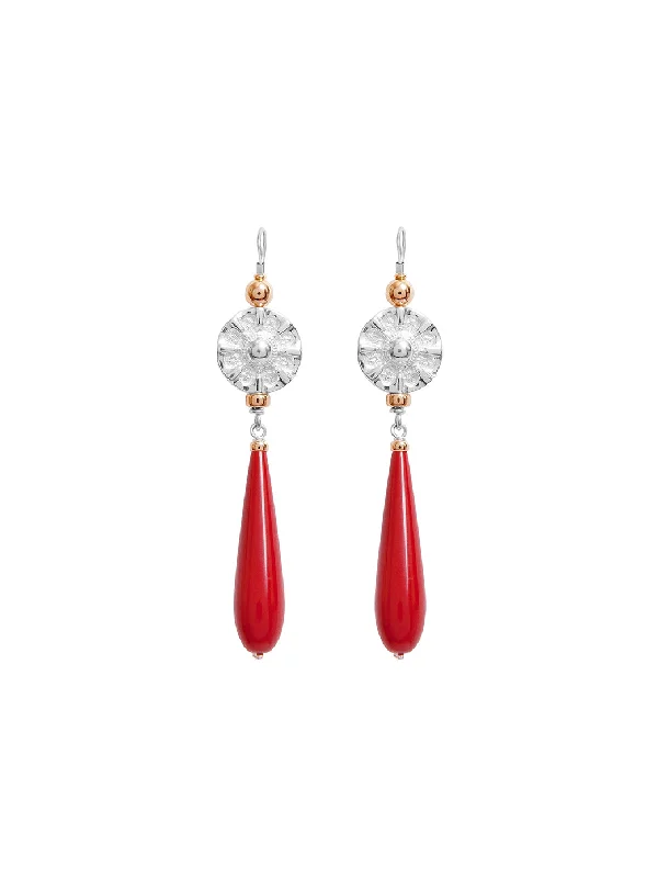 women's layered earrings-Elite Vic Disc Drop Earrings