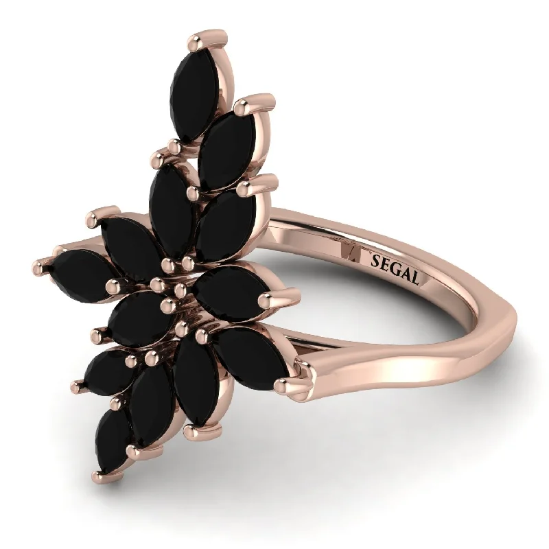 women's luxurious engagement rings-Marquise Shape Black Diamond Galmorious Ring - Melanie No. 8