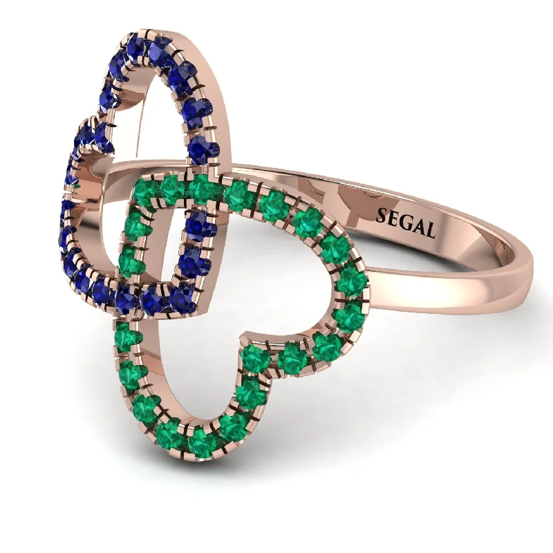 women's vintage-style rings-Two Hearts Sapphire Ring - Selena No. 29