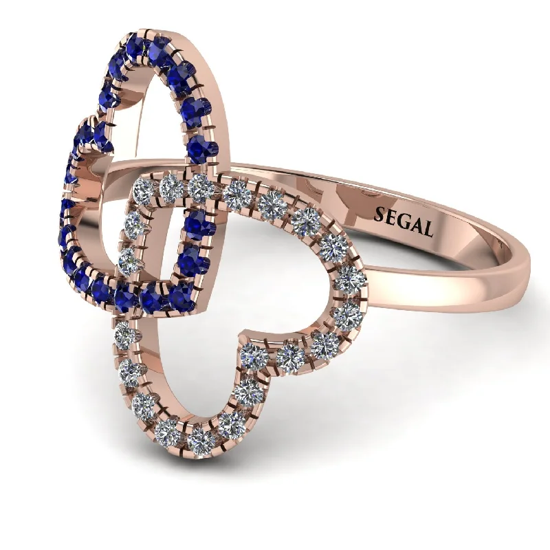 women's matching wedding rings-Two Hearts Sapphire Ring - Selena No. 14