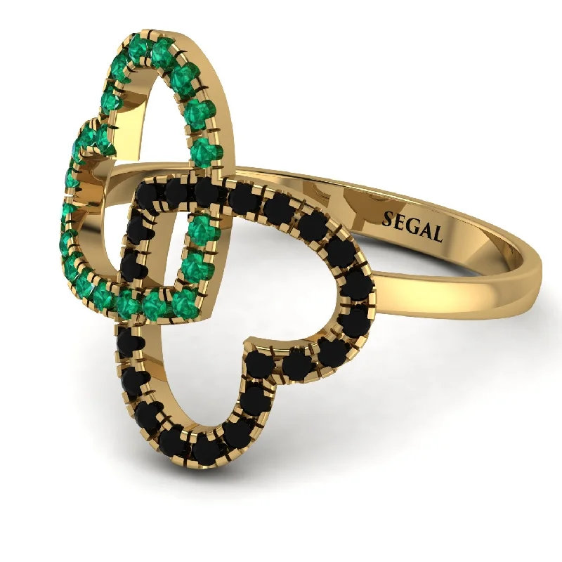 women's classic rings-Two Hearts Emerald Ring - Selena No. 34