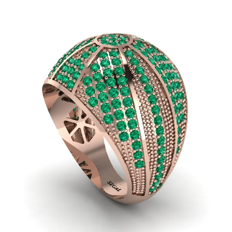 women's heart-shaped rings-Emerald Imperial Radiance Gold Men's Ring - Fallon No. 5