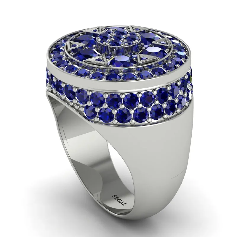 women's romantic engagement rings-4.1ct Sapphire Men's Cluster Pinky Ring - August No. 15