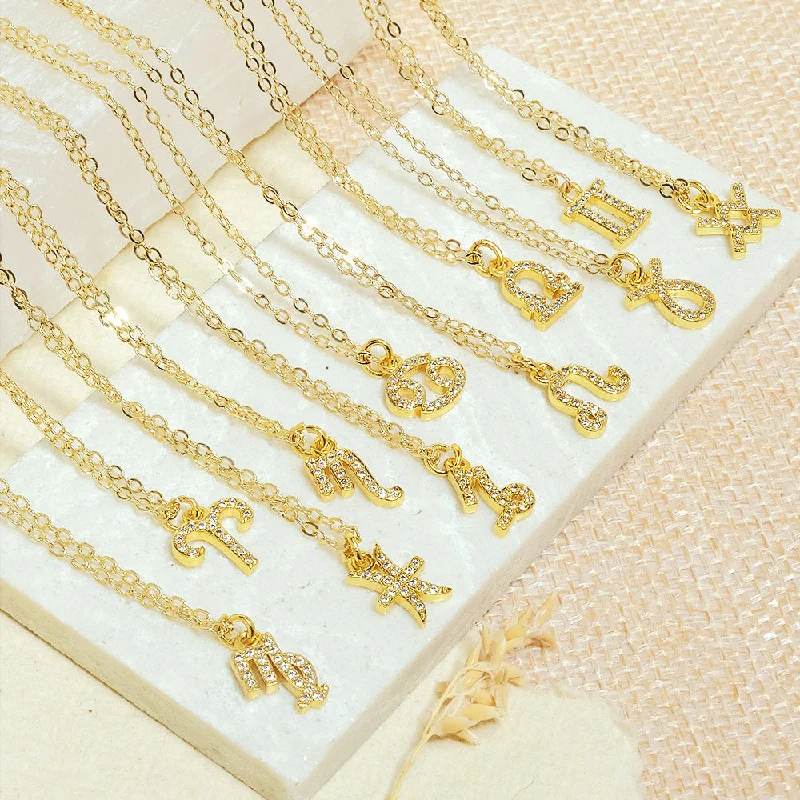 women's statement necklaces-Dainty Star Sign Necklace