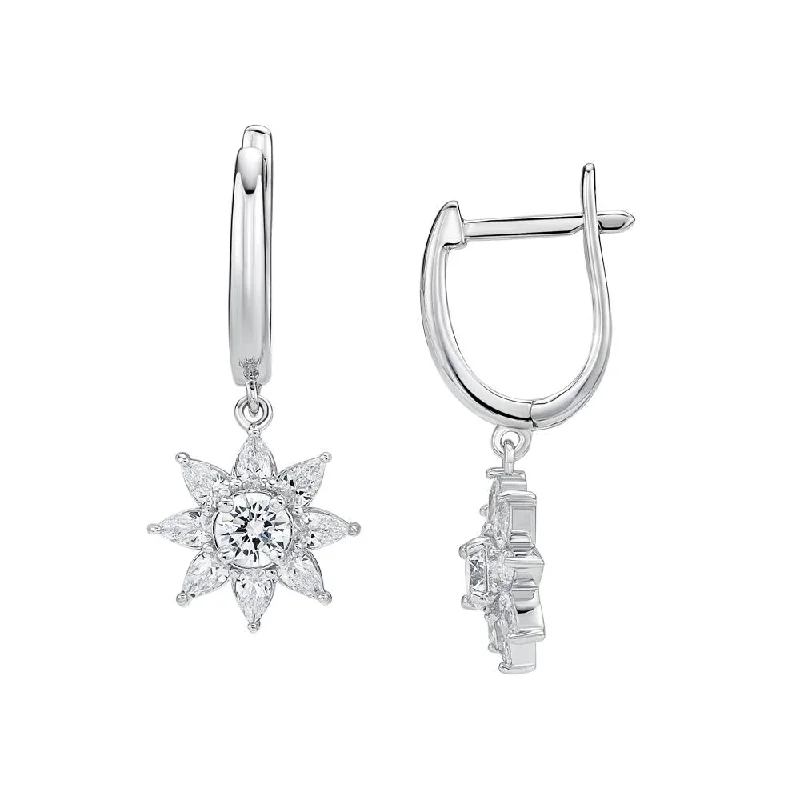 women's retro earrings-Round Brilliant drop earrings with 2.58 carats* of diamond simulants in sterling silver