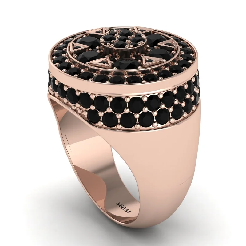 women's titanium rings-4.1ct Black Diamond Men's Cluster Pinky Ring - August No. 8