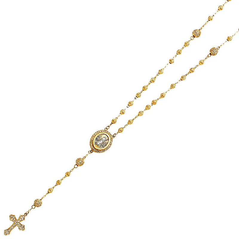 women's bold statement necklaces-14K MOON BALL ROSARY NECKLACE