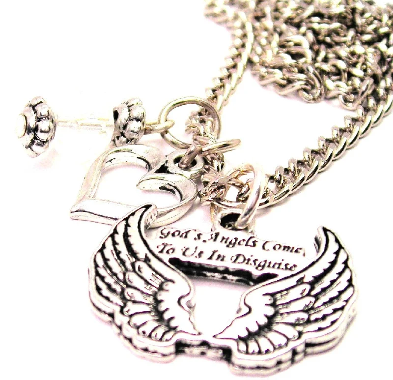 women's classic pearl necklaces-Gods Angels Come To Us In Disguise Necklace with Small Heart