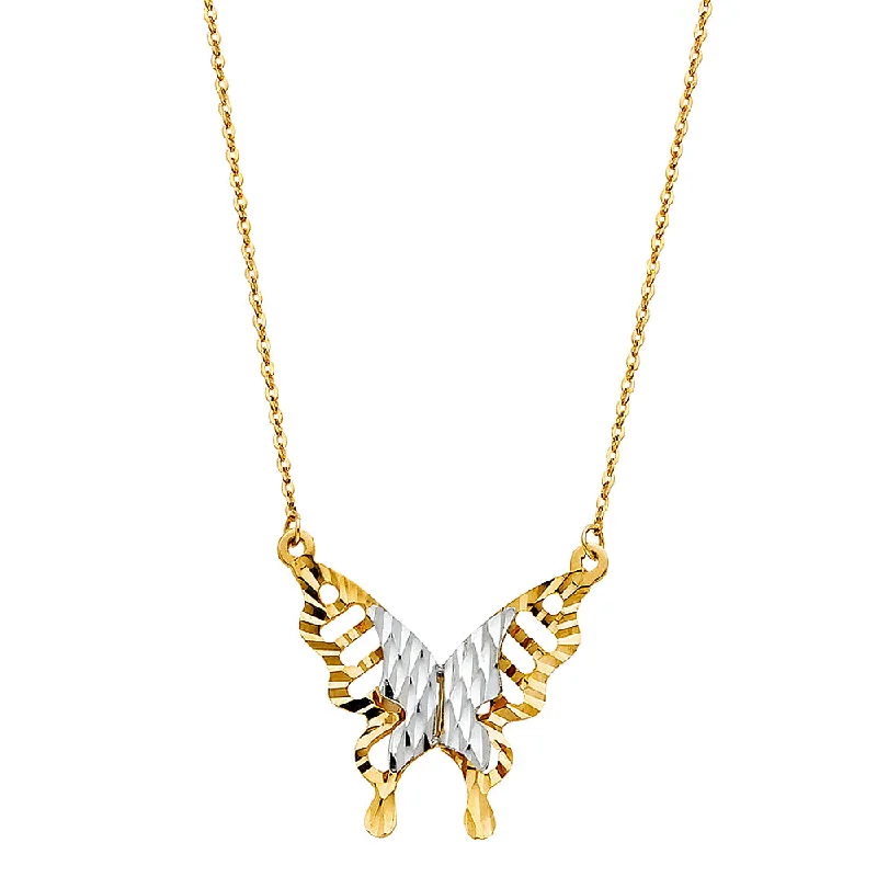 women's stackable necklaces-14K BUTTERFLY NECKLACE