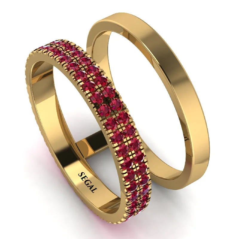 women's pearl rings-Balance Ratio Ruby Band - Iris No. 10