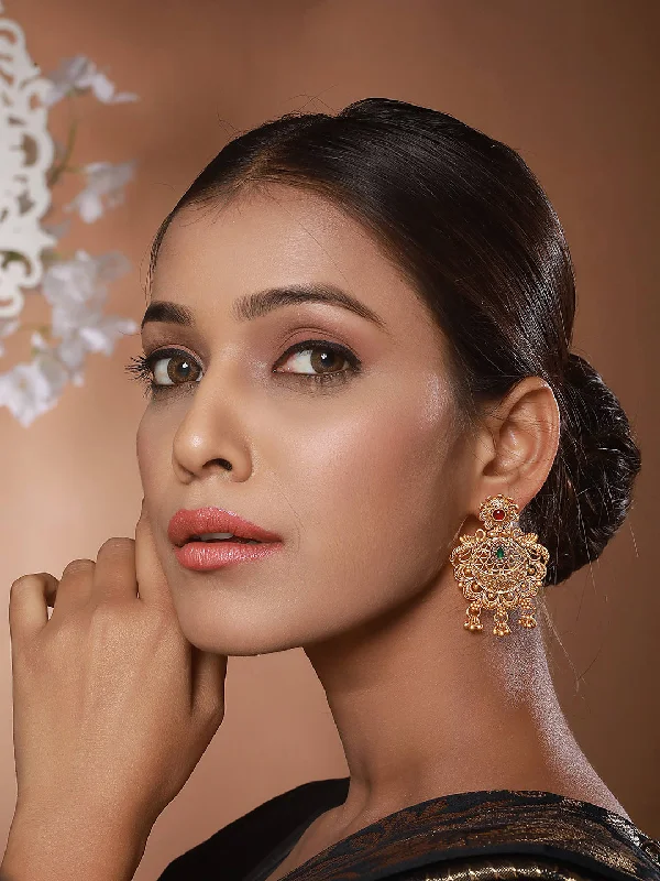 women's trendy hoop earrings-Gold-Toned Contemporary Jhumkas Earrings