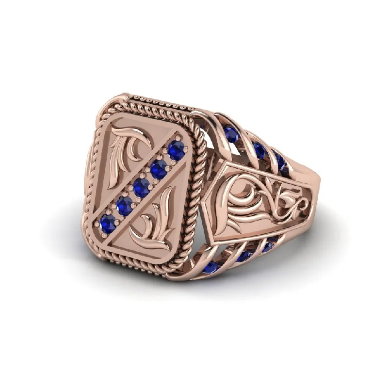 women's gemstone solitaire rings-Sapphire Regal Filigree Men's Ring - Hollis No. 14