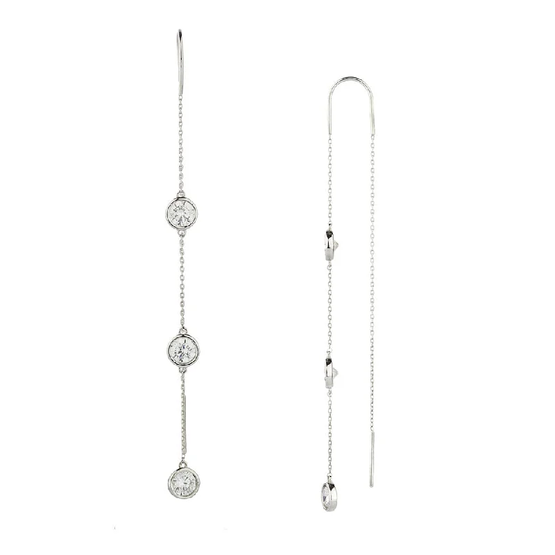 women's multi-stone earrings-Round Brilliant drop earrings with 2.76 carats* of diamond simulants in sterling silver