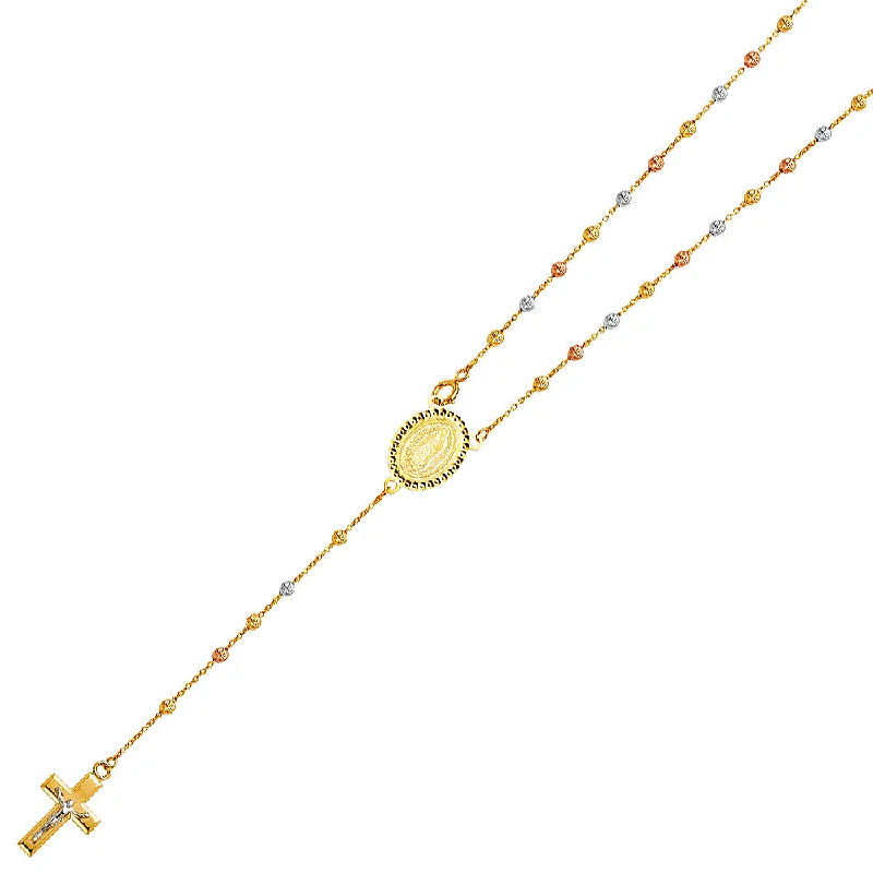 women's charm bracelet necklaces-14K MOON BALL ROSARY NECKLACE