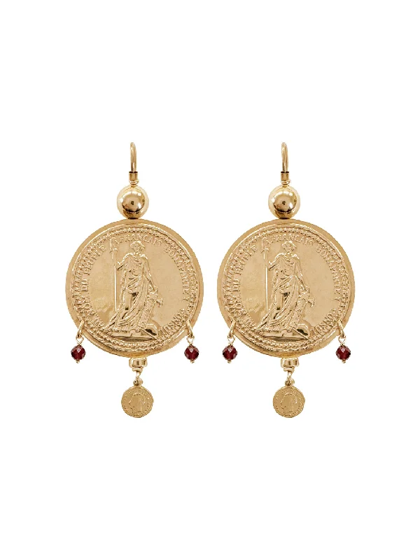 women's celestial stud earrings-Gold Monster Gypsy Coin Earrings