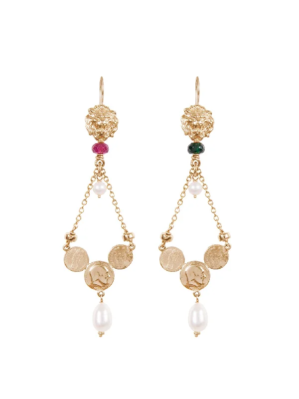 women's long chain earrings-Gold Trevi Earrings