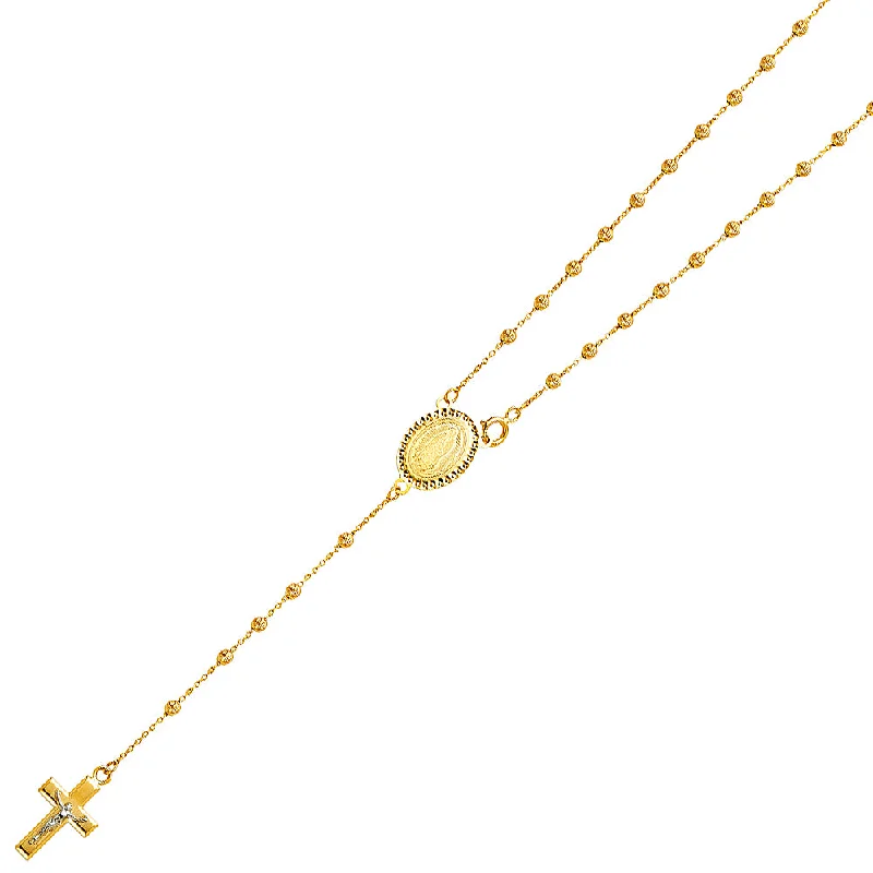 women's spiral necklaces-14K MOON BALL ROSARY NECKLACE