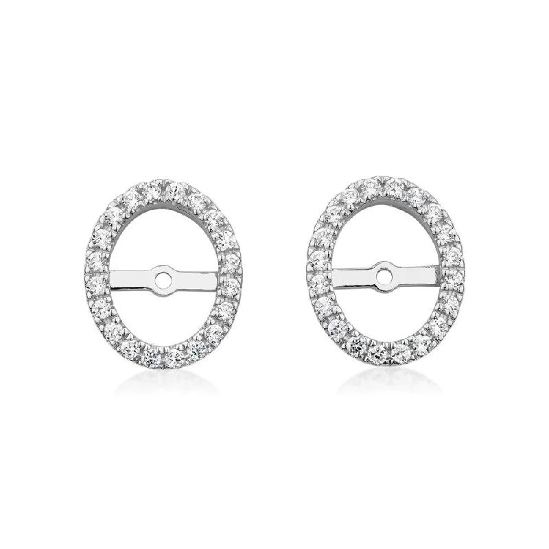 women's gold hoop earrings-Oval halo earring enhancer with 0.4 carats* of diamond simulants in sterling silver