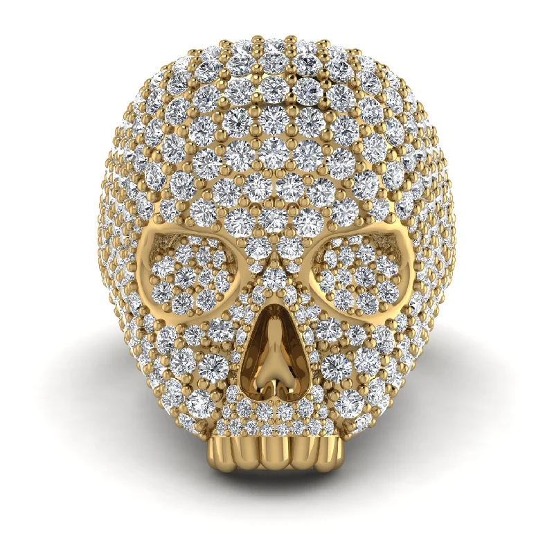 women's diamond engagement ring sets-Diamond-Encrusted Skull Men's Fashion Ring - Jules No. 1