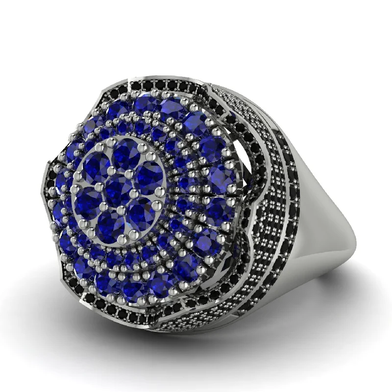 women's titanium rings-Sapphire Regal Radiance Signet Men's Fashion Ring - Frankie No. 45